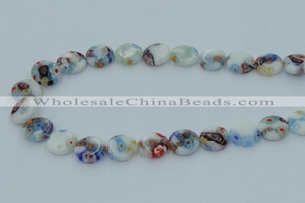 CLG516 16 inches 12mm flat round lampwork glass beads wholesale