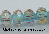 CLG53 13 inches 9*12mm faceted rondelle handmade lampwork beads