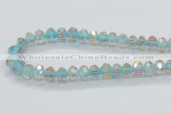 CLG53 13 inches 9*12mm faceted rondelle handmade lampwork beads