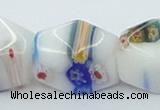 CLG536 16 inches 12*15mm faceted cuboid lampwork glass beads