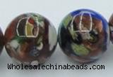 CLG543 16 inches 14mm round goldstone & lampwork glass beads