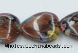 CLG558 16 inches 18*18mm heart goldstone & lampwork glass beads