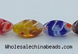 CLG576 16 inches 6*13mm twisted rice lampwork glass beads wholesale