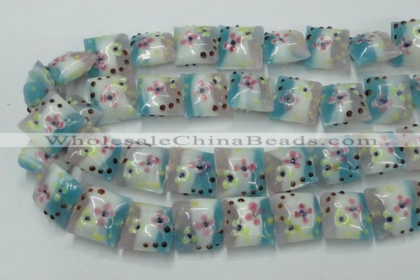 CLG809 15.5 inches 20*20mm square lampwork glass beads wholesale