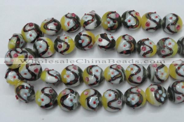 CLG816 15.5 inches 20mm flat round lampwork glass beads wholesale