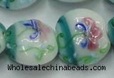 CLG824 15.5 inches 20mm flat round lampwork glass beads wholesale