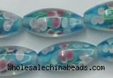 CLG866 15.5 inches 10*20mm rice lampwork glass beads wholesale