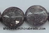 CLI02 15.5 inches 25mm flat round natural lilac jasper beads wholesale