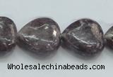 CLI03 15.5 inches 20*20mm heart natural lilac jasper beads wholesale