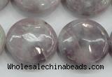 CLI57 15.5 inches 25mm flat round natural lilac jasper beads wholesale