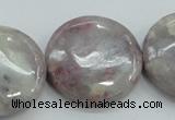 CLI58 15.5 inches 30mm flat round natural lilac jasper beads wholesale