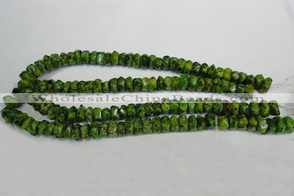 CLJ245 15.5 inches 6*11mm faceted nuggets dyed sesame jasper beads