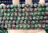 CLJ595 15 inches 8mm round matte sesame jasper beads