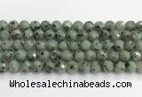 CLJ642 15.5 inches 10mm faceted round sesame jasper beads wholesale