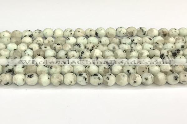 CLJ650 15 inches 6mm faceted round sesame jasper beads