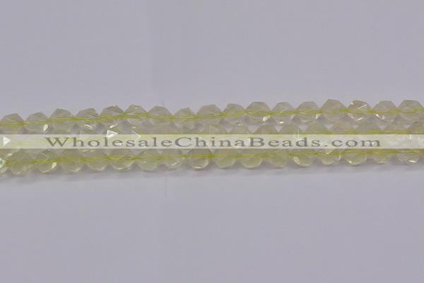 CLQ313 15.5 inches 10mm faceted nuggets lemon quartz beads