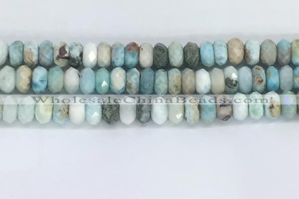 CLR105 15.5 inches 6*10mm faceted rondelle larimar gemstone beads