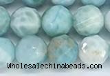 CLR120 15.5 inches 9mm faceted round larimar gemstone beads