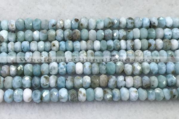 CLR148 15 inches 4*6mm faceted rondelle larimar beads wholesale