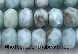 CLR161 15 inches 6*7mm faceted rondelle larimar beads wholesale