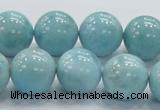 CLR22 15.5 inches 16mm round grade AA natural larimar gemstone beads