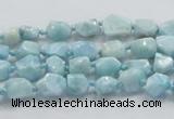 CLR25 15.5 inches 6*8mm nugget natural larimar gemstone chips beads