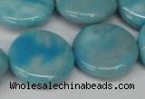 CLR366 15.5 inches 25mm flat round dyed larimar gemstone beads