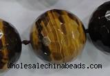 CLS06 15.5 inches 30mm faceted round large yellow tiger eye beads