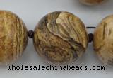 CLS10 15.5 inches 30mm faceted round large picture jasper beads