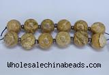 CLS253 7.5 inches 30mm round large picture jasper beads