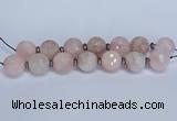 CLS300 7.5 inches 25mm faceted round large pink quartz beads