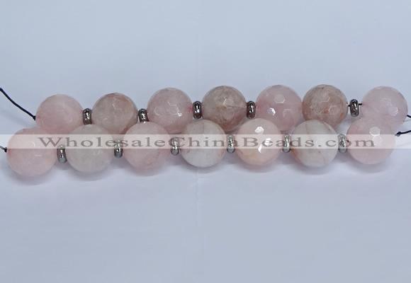 CLS300 7.5 inches 25mm faceted round large pink quartz beads