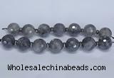 CLS301 7.5 inches 25mm faceted round large cloudy quartz beads