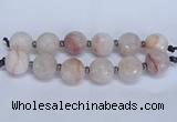 CLS350 7.5 inches 30mm faceted round large pink quartz beads