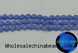 CLU171 15.5 inches 10mm flat round blue luminous stone beads