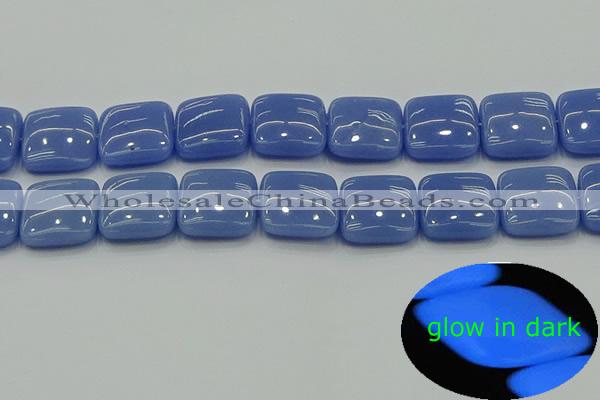 CLU196 15.5 inches 20*20mm square blue luminous stone beads