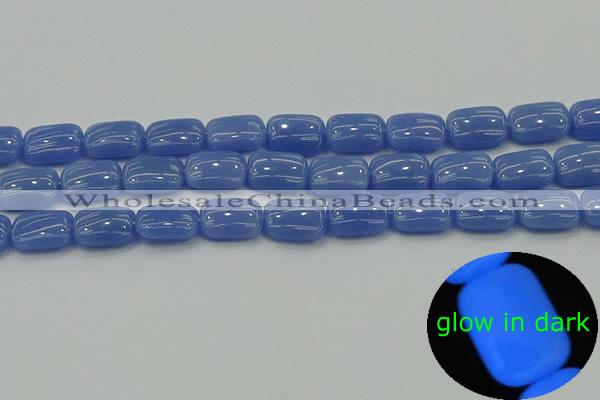 CLU201 15.5 inches 10*14mm rectangle blue luminous stone beads