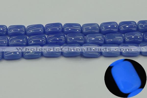 CLU204 15.5 inches 15*20mm rectangle blue luminous stone beads