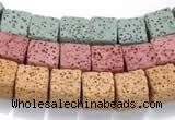 CLV09 14 inches 10mm cubic natural lava loose beads wholesale