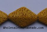 CLV20 15 inches 22*32mm rhombus yellow natural lava beads wholesale