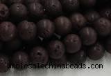 CLV203 15.5 inches 12mm round coffee natural lava beads wholesale