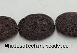 CLV210 15.5 inches 40*50mm oval coffee natural lava beads wholesale