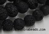 CLV215 15.5 inches 14mm round black natural lava beads wholesale