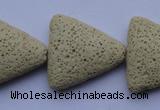 CLV23 15 inches 22*26mm triangle milk white natural lava beads wholesale