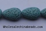 CLV24 15.5 inches 13*19mm teardrop blue natural lava beads wholesale