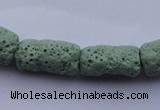 CLV27 15.5 inches 10*18mm column shape green natural lava beads wholesale