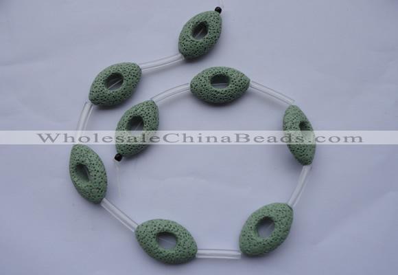 CLV28 16.5 inches 20*32mm oval green natural lava beads wholesale