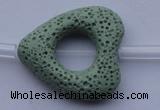 CLV29 15.5 inches 27*29mm heart green natural lava beads wholesale