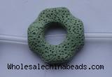 CLV30 15.5 inches 32*32mm octagon green natural lava beads wholesale