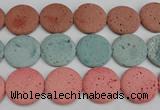 CLV308 15.5 inches 30mm flat round lava beads wholesale